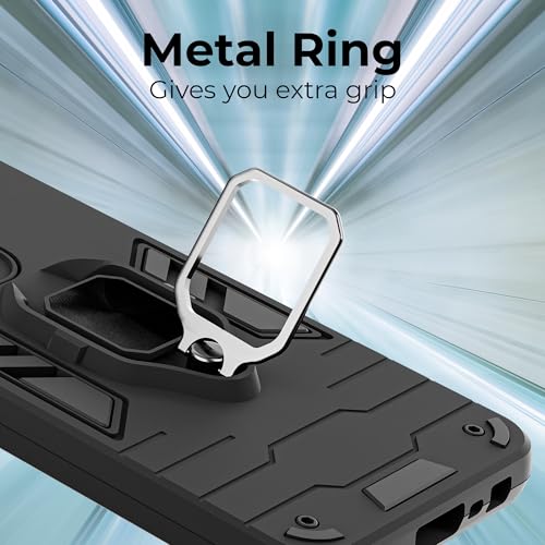 Image of A rtistque Armor Bumper Back Case Cover for Realme P3 Pro 5G | Stylish Ring Holder & Inbuilt Stand | Shockproof TPU Protective Design | 360 Degree | Realme P3 Pro Back Cover - Black