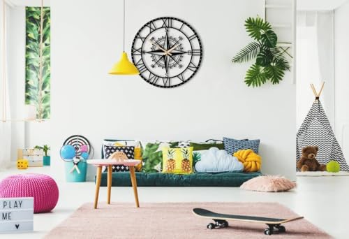 Image of Stylish Metal Wall Clock for Living Room, Bedroom, Office, Kitchen, Home and Hall | Antique Fancy Big Size Modern Wall Watch for Home Decor (DA-127, 50 CM)