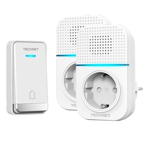 TECKNET Sonnette sans Fil 400 Mètres, Étanche IP65 avec Fonction de Charge et lumière LED Kit de...