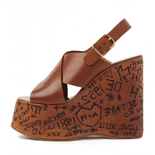 Cork Wedges Heels for Women Platform Sandals Clear Jelly Shoes Chunky Heels for Party Vacation Shoes - Main Image