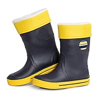 Rain Boots for Children, Wellies with Detachable Warm Lining, Wellington Boots for Kids, Winter Boots, Reflective Details by 3M™ Scotchlite™, Made in Italy (10-11 UK/28-29 EU - Blue/Yellow)