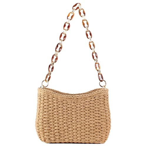 Grand sac en paille fermeture éclair au tressage élégant et finitions main
