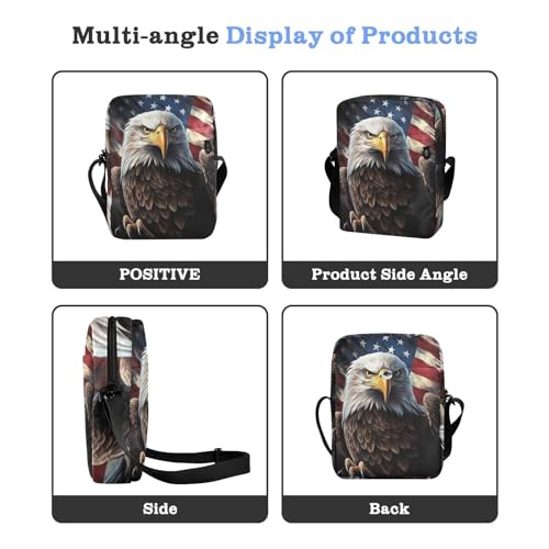Crossbody Bag American Flag Eagle 4th Of July Independence Day Messenger Bag for Women Men Purse Shoulder Bag Satchel Bag with Adjustable Strap 214A70364