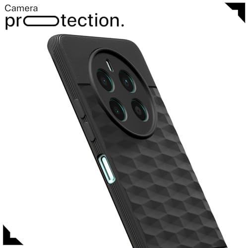 Image of Pikkme Back Cover for Realme 12 Plus 5G / P1 5G / Narzo 70 5G / 70 Pro 5G Camera Protection 3D Hexa Cube Design Silicone Protective Bumper Case (Black)