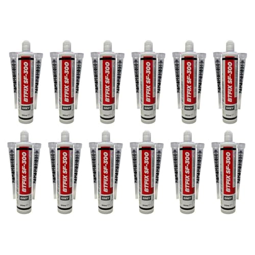 12x BTFIX SF-300 ml 2K Injektionsmörtel | Verbundmörtel | Chemiedübel für Beton & Mauerwerk | inkl. 24 Statikmischer | Schwerlastbefestigung | styrolfrei | Montagemörtel Ankerkleber Klebeanker