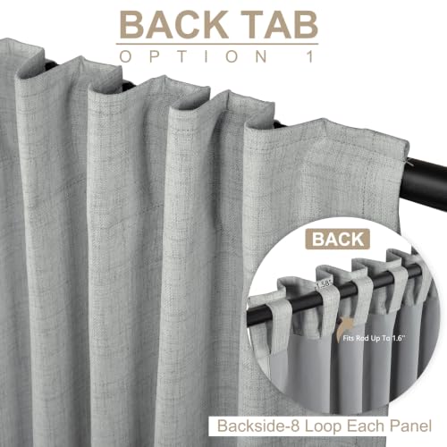 Image of 100% Blackout Shield Linen Blackout Curtains for Bedroom 63 Inches Long, Back Tab /Rod Pocket Living Room Drapes, Thermal Insulated Blackout Curtains 2 Panels Set, 50 inch W x 63 inch L, Grey