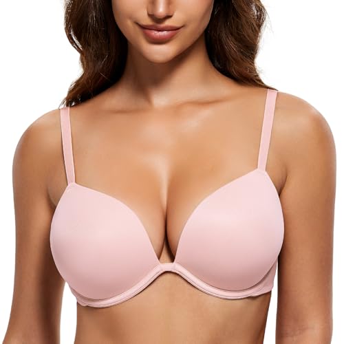 Image of Wingslove Women's Push Up Bra Deep V Plunge Underwire T-Shirt Bra Multiway 2 Cups Up