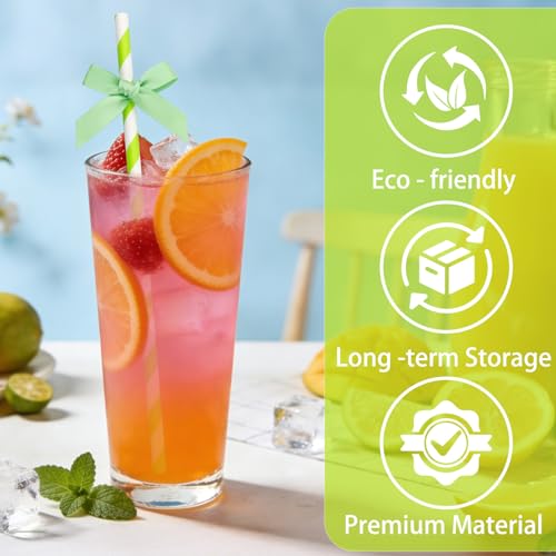 24 pitillos de papel con moño verde frutal miniatura 3