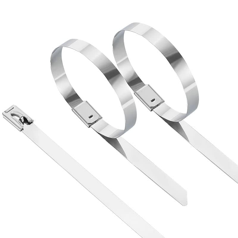 Image of Metal Cable Zip Ties 12 Inch Heavy Duty Stainless Steel Self-Locking Cable Ties for Machinery, Vehicles, Farms, Pipes, Roofs, Cables & Outdoor Applications (Pack of 25)