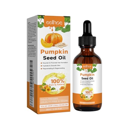 100% Pure Cold-Pressed Pumpkin Seed Oil for Hair Growth & Scalp Care – Unrefined, Rich in Zinc, Omega Fatty Acids & Antioxidants – Nourishes Scalp, Strengthens Hair, Reduces Shedding (2 fl oz)
