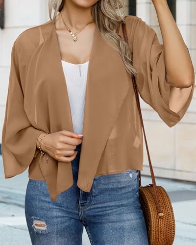 Womens Summer Tops Short Shrugs Kimono Cardigans Casual Chiffon Bolero Jackets2