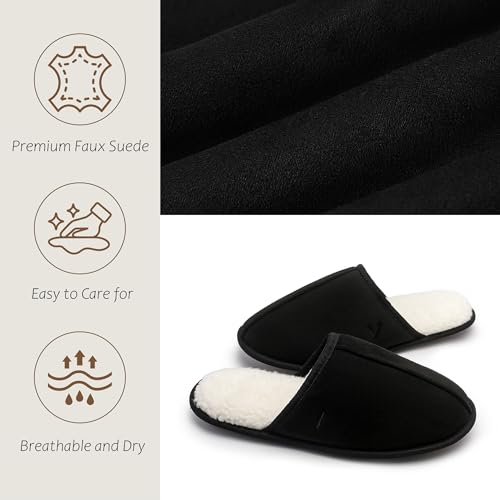 Image of Mens Scuff Slippers Micro Suede Memory Foam Slide Clogs Slip on Indoor Outdoor House Shoes