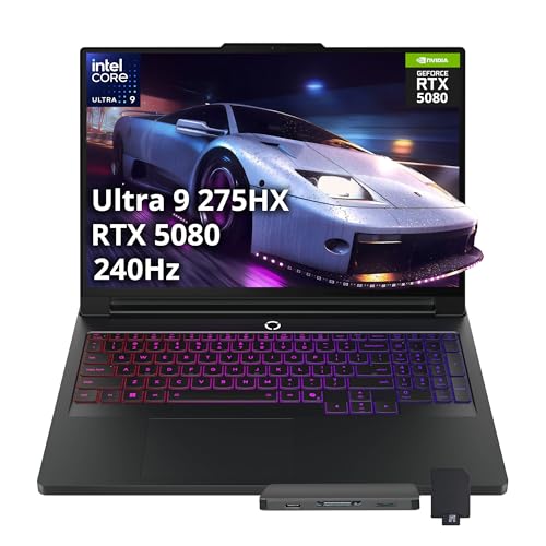 Image of Lenovo Legion Pro 7i 16 inch WQXGA 240Hz Gaming Laptop, Intel Core Ultra 9 275HX, GeForce RTX 5080 16GB GDDR7, 32GB RAM, 3TB Storage (2TB SSD+1TB Docking Station Set), RGB Backlit Keyboard, Win 11, Black