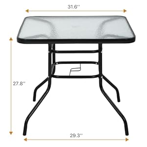 Outdoordiningtable316squarebistrotablewithumbrellaholetemperedglassmetalpatiotableforoutsideindoorpoach Urban Country Home Decor Outdoor dining table 316 square bistro table with umbrella hole tempered glass metal patio table for outsideindoorpoach urban country home decor