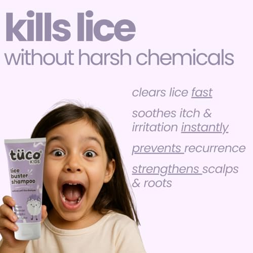 Image of Tuco Kids Natural Lice Buster Shampoo | Infused with Camphor, Neem, Tea Tree Oil | Perfect for Lice & Itchy Scalp | Ages 2-5, 4-10, 10-15, 5-10 Years | Paraben & SLS Free |40ml