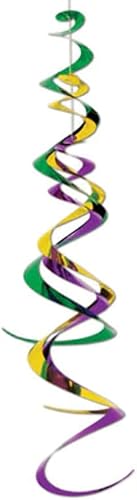 Miniatura 6 de Beistle 5 piezas de espirales colgantes de Mardi Gras con comedia y tragedia iconos de máscara de Nueva Orleans