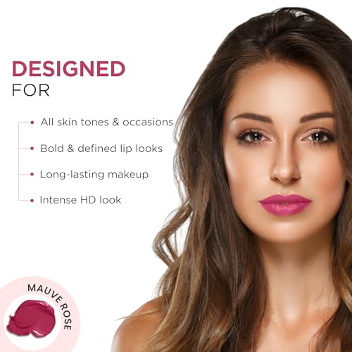 Image of Oshea Colors HD Matte Finish & Highly Pigmented Long Lasting Creamy Lipstick | Lightweight Formula Enriched with Castor Oil, Shea Butter & Jojoba Seed Oil | Free from Paraben - (Mauve Rose 05) 1.2g