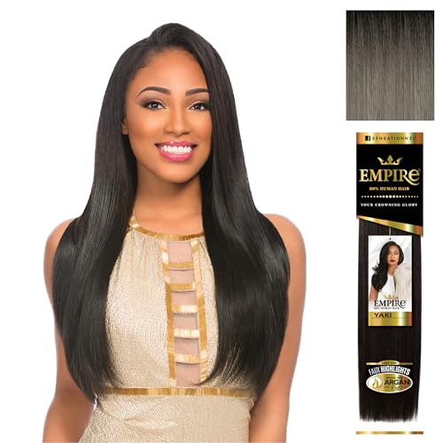 Sensationnel Empire Yaki Human Hair,1 Pack 10 inch, T1B/MATTEGRAY