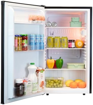 SIA LFS01BL-AMZ1 Black Under Counter Fridge, 91L Capacity, 48cm Wide, Freestanding Larder, E Rated, 2 Years Parts and Labour Guarantee