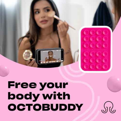 Image of OCTOBUDDY Classic - Silicone Suction Phone Case Adhesive Mount, Hot Pink