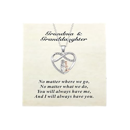 RFTWXHPN Grandma Granddaughter Gifts Heart Necklace from Granddaughter Grandmother Necklace Gifts for Grandmom Grandma Granddaughters I Love You Forever Gift Infinity Heart Necklaces