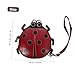COMPUKAS Cartoon Ladybug Coin Purse Handmade Tanning Leather Wallet for Women Portable Zipper Design Fashionable Credit Card Holder Coin Pouch Red for Daily Use Parties