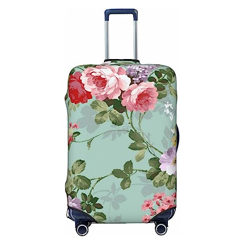 Housse de valise élastique L PEIXEN noire motif pivoine pour bagage 45-81 cm