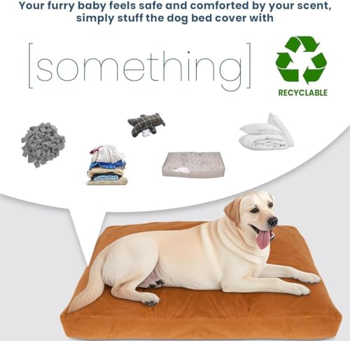 Image of Faux Fur Dog Bed Covers - Ultra Soft Rose Velvet, Removable & Washable, Cozy & Durable,Large Pet Bed Cover Only (No Filling) - Gray, (Fleece Coffee Brown, 44 inch L x 32 inch W x 4.5 inch Th)