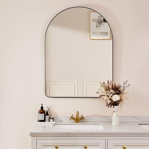 Image of ANDY STAR 30x40 Inch Arched Wall Mirror, Stainless Steel Frame Metal Frame with Black Finish, Large Arch Mirror Perfect for Bathroom, Vanity, Living Room