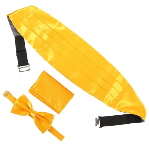 Set de fajín y corbata de moño para hombre amarillo