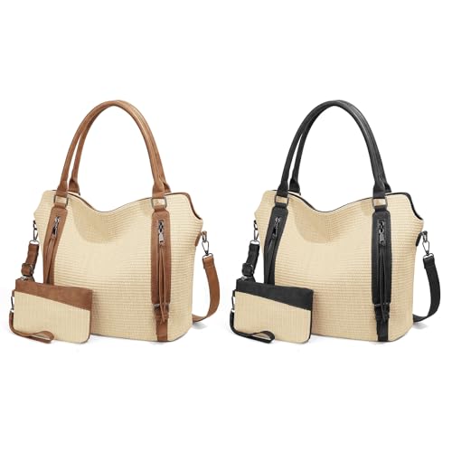 Bolso de hombro de paja moderno con compartimento espacioso 5