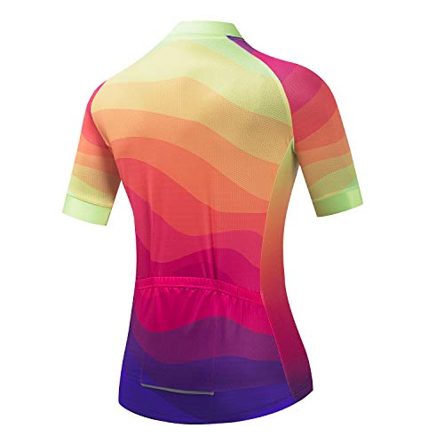 Bike Jersey for Women Cycling Triathlon top Women MTB Road Biking Shirt Bicycle Short Sleeve Outfit Clothes Orange S