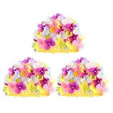 Veemoon 3pcs Floral Swim Caps for Women Long Hair Handmade Flower Swimming Hats, Chinlon Fabric Swim Hat Set for Braids, Dreadlocks, and...