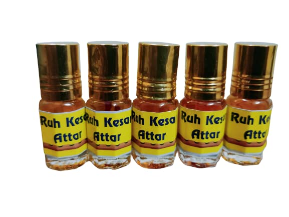 Kah attar Ruh Kesar/Saffron Attar Long Lasting|Combo|Men|Women|Original Attar/scent Fragrance (5 Bottles Of 3Ml)