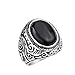 Homxi Anillo Hombre Gotico,Anillo Oval con Flor Vintage Acero Inoxidable Anillo Hombre Negro Anillo Hombre Talla 30(70mm)