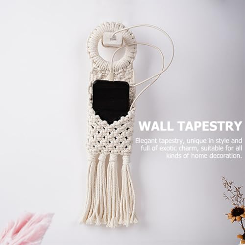 Tapiz de pared de hilo de algodón blanco tejido a mano para decoración exclusiva 6