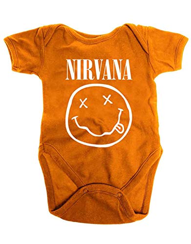 Image of Nirvana Baby Grow White Smile Band Logo Official Orange 0 to 24 Months Size Large (12 Months)