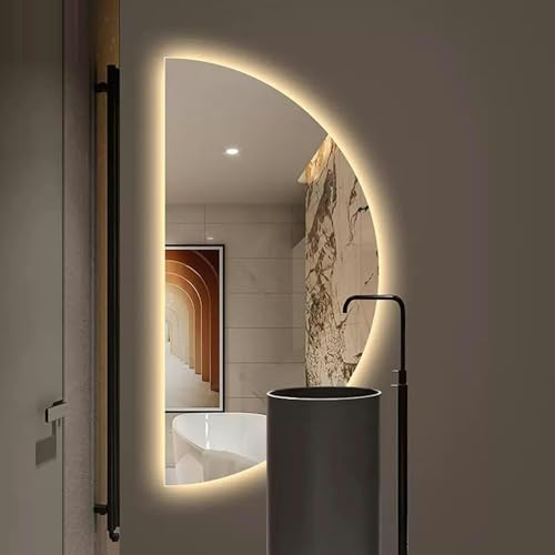 Miroir LED croissant rétro-éclairé grand modèle design et tactile - 4