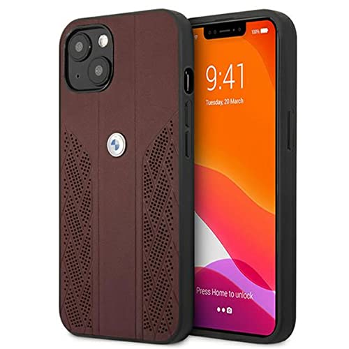 CG MOBILE BMW BMHCP13SRSPPR Coque pour iPhone 13 Mini 5,4" Rouge Courbe en Cuir perforé