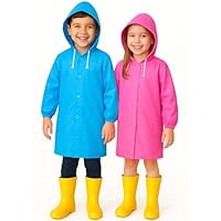VESUVIUS 2 Pack Kids Waterproof Poncho - Long Rain Coats for Kids Waterproof Rain Poncho for - Ponchos Waterproof Rain Coat - Raincoats Waterproof Boys and Girls