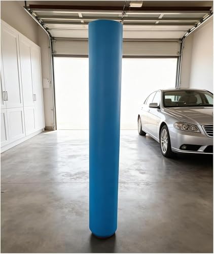 Blue Round Metal Pole Padding, Support Pole Wrap Column Cover Safety Crash Pad with Self-Adhesive for Basketball Hoop Gym Garage Lamp Post Shade Sail(H 4ft,Inner Dia 3.5 Inch)