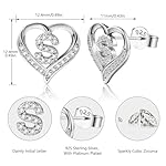 LAXPICOL 26 Initial Earrings for Women Letter A-Z 925 Sterling Silver Stud Earrings Cubic Zirconian Heart Stud Earrings Birthday Valentines Day Gifts for Women 0.5" Silver Tone - Image 2