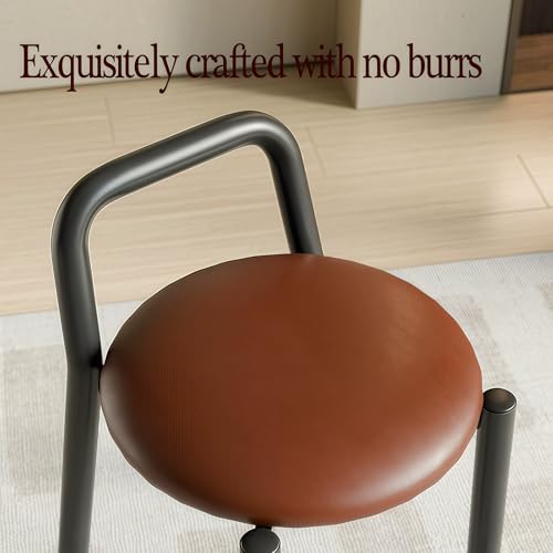Taburete de maquillaje con respaldo y asiento redondo para tocador o dormitorio 7