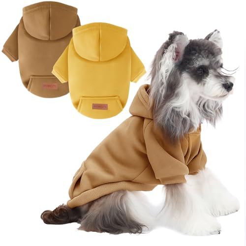 Image of 2 Pack Dog Hoodie Warm Hood Dog Sweater Cold Weather Small Dogs Sweatshirt Comfort Pet Clothes for Small Medium Dogs with Pockets Chihuahua Clothes for Male Female Girl Boy Sporty Daily Wear