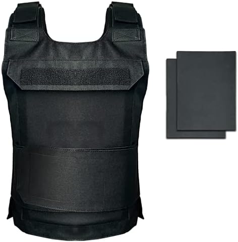 Tactical Outdoor Black Vest Costume MED-2XL 10 x 12" Lightweight Combat-Vest Armor for Games or Training