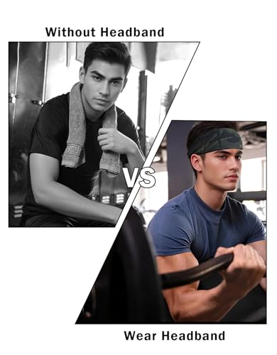 Image of Headbands for Men & Women, Sweat Headband Non-Slip Sweatband Sports Running Cycling Yoga Basketball Workout Football Training