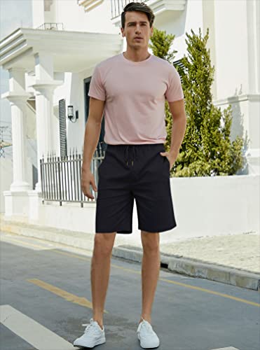 Janmid Men's Shorts Casual Classic Fit Drawstring Summer Beach Shorts With Elastic Waist And Pockets Black Xl #TOP3