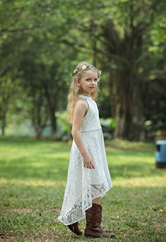 Bow Dream Boho Girls Lace Dress Sleeveless High-Low Party Occasions4
