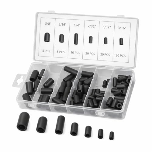 OVAQUIXI Kit d'Assortiment de Bouchons de Chapeau sous Vide, 80 Pièces, Caoutchouc, Résistant aux Hautes Températures, Noir, 5/32in à 3/8in, avec Boîte de...