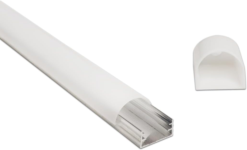Electronic Spices 1 Meter Flat Aluminum Profile For LED Strips, Milky White, Rectangular Shape Cover With Cap For DIY (Pack of 5)